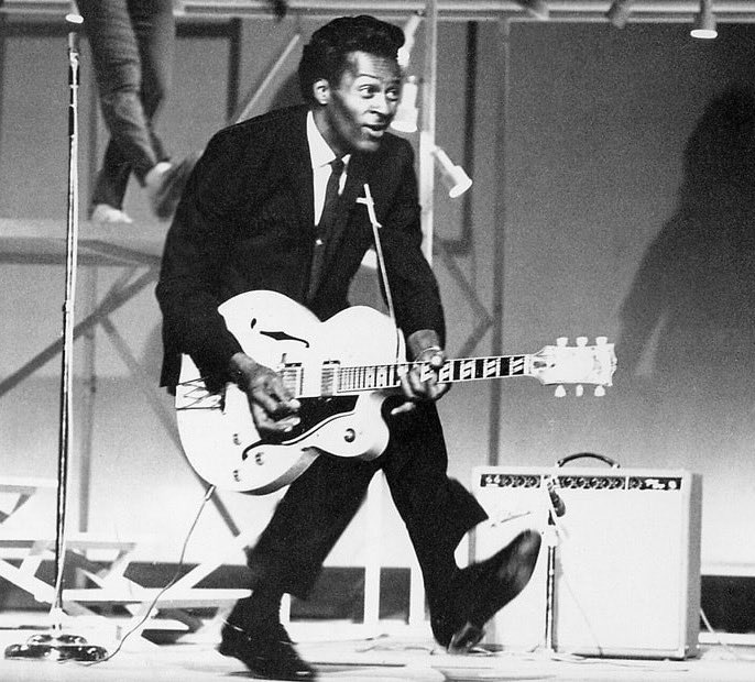 FeministHazza's tweet photo. There would be no @RollingStones, without Chuck Berry. RIP, legend, and thank you.💜💙 https://t.co/H85ZG52cev