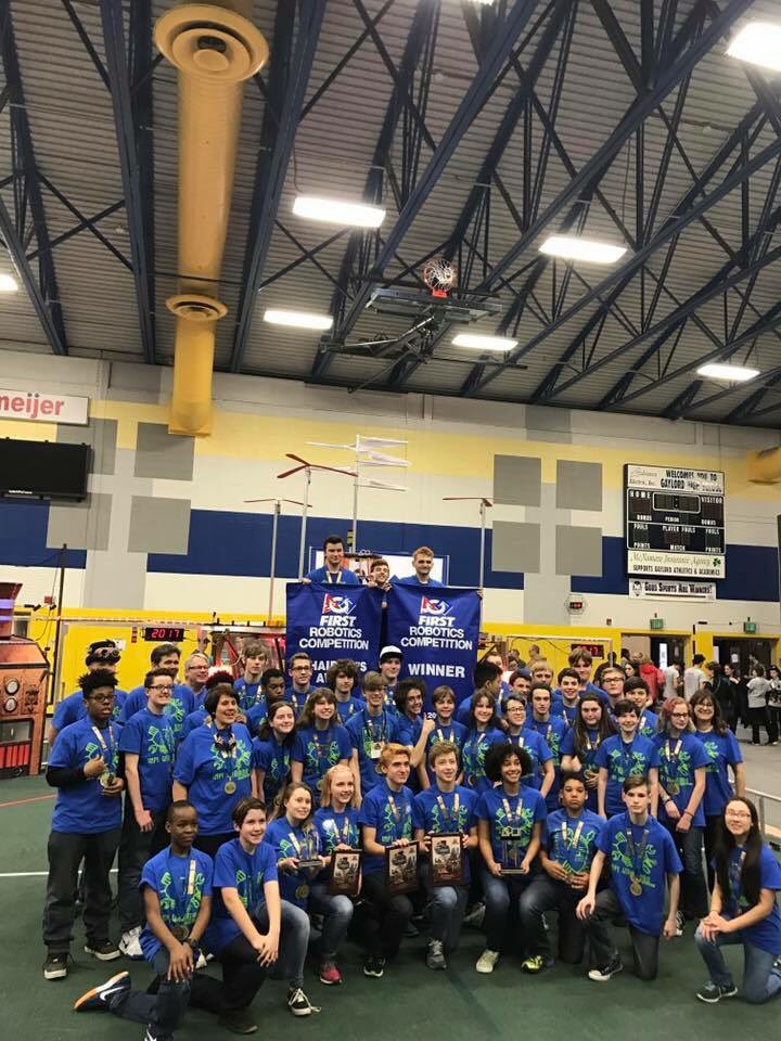 FerndaleImpi's tweet photo. What a competition!! We won the Gaylord District Event, won the Chairman's Award, as well as the safety award!! 💙💚#FIRST https://t.co/F1EWPxNvbo