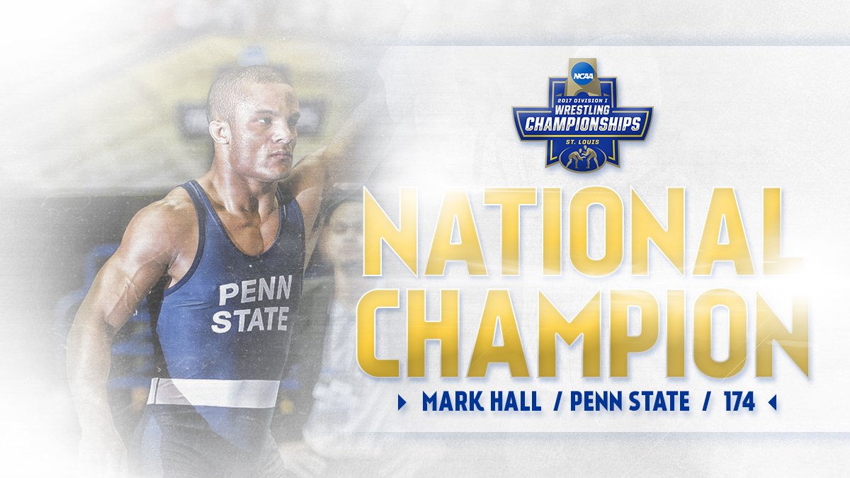 NCAAWrestling's tweet image. True freshman Mark Hall of @PennStateWrest is a NATIONAL CHAMPION at 174 pounds! #NCAAWrestling