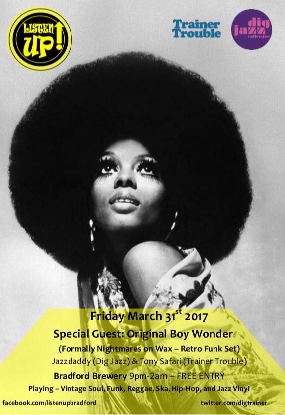 DigTrainer's tweet photo. The Original Boy Wonder Kevin Harper (formally Nightmares on Wax) will b our Special Guest on 31/03/17 @BradfordBrewery https://t.co/ReqbKKkTzT