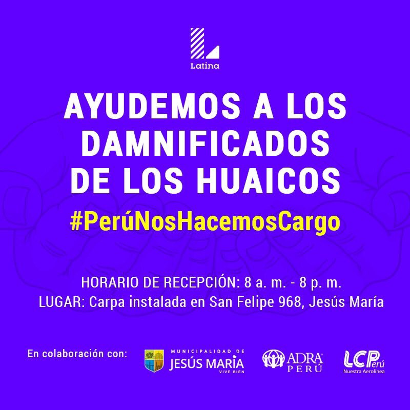HuellaDigitalL's tweet photo. #PerúNosHacemosCargo: apoya tú también, te esperamos en la avenida San Felipe 968, Jesús María. https://t.co/fUXeEcyMO7