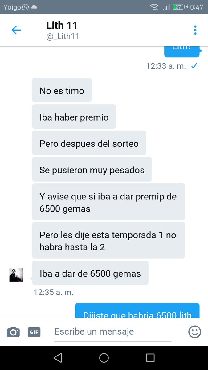 noelgonzalez9's tweet photo. Gane 6500 gemas en un torneo y no me dieron el premio Asi son los youtubers pequeños prometer y nocumplir @Alvaro845 @zTeempeer @SokingRcQ https://t.co/6xw6nouuy2