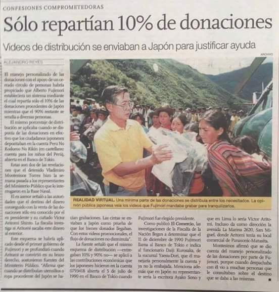 BrunoGEsc's tweet photo. Para los que idolatran a Fujimori estos días de tragedia. Hay muchos que no olvidamos su robo a donaciones para los más pobres. https://t.co/ZgFH9yZO9c