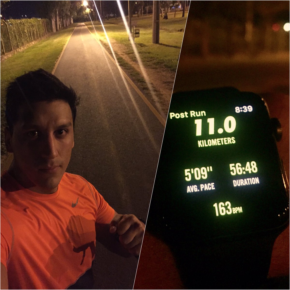 Cerrando el sábado con un lindo fresquete #NRC #11K 🌚🍃👌🏻

#runalways #Run #running #runner #runners #corrida #training #nike #nigthrun
