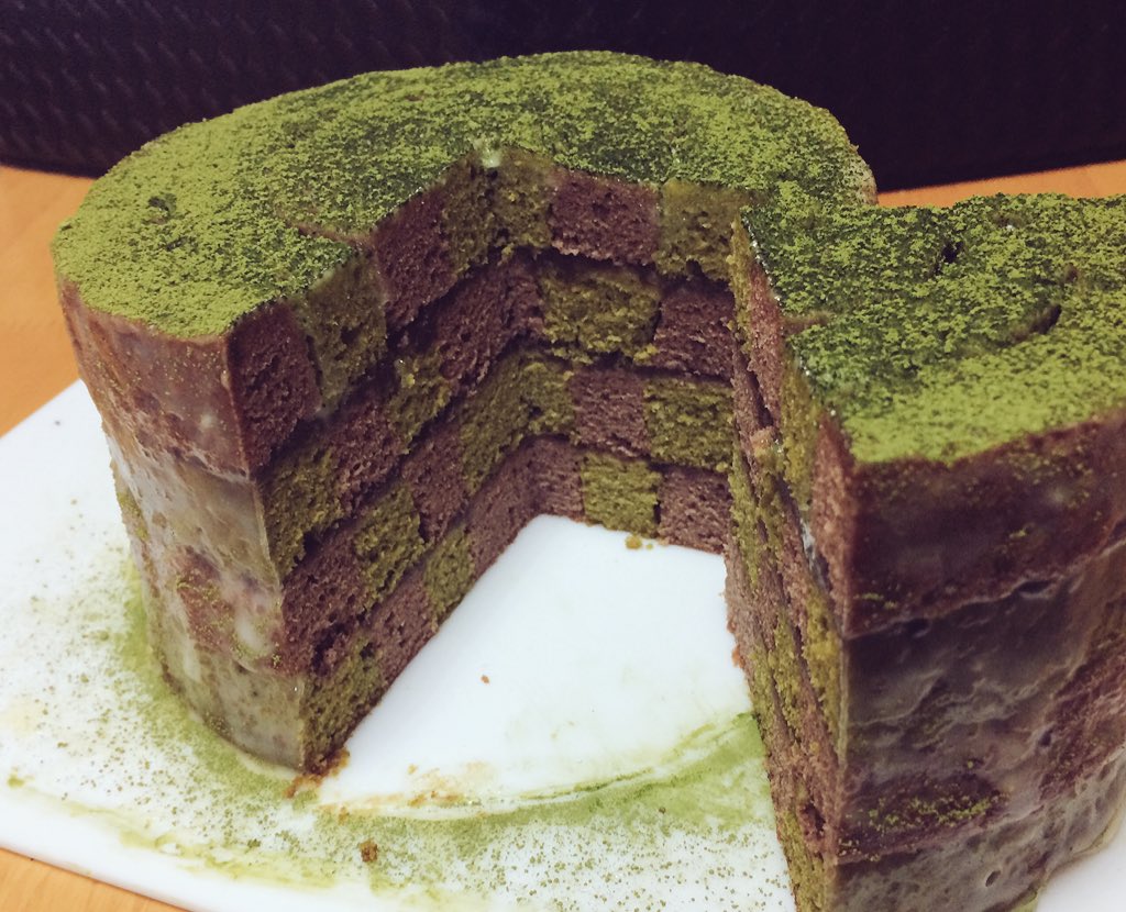 しょう 抹茶ケーキカット サンセバスチャン 手作り お菓子作り 手作りケーキ 抹茶 サンセバスチャン ダミエ柄