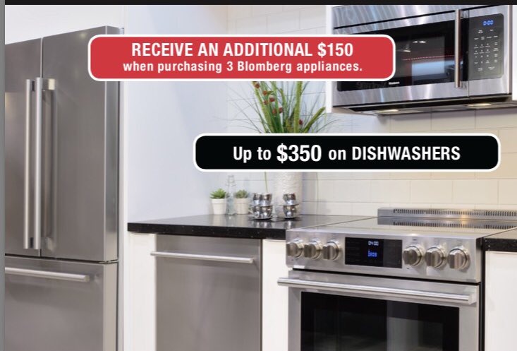 InspiringAppl's tweet image. Sunday is your last chance to save $ on Blomberg appliances at the #nationalhomeshow with @ApplianceCanada @HomeShowsTO #energyefficiency