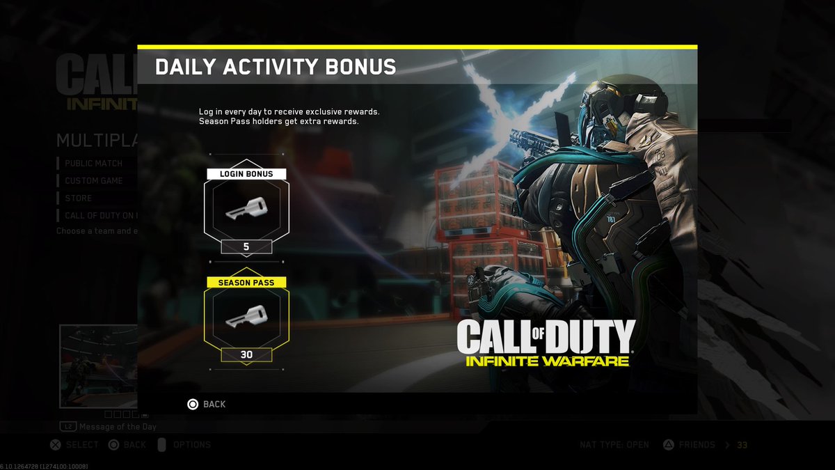 Brando212486's tweet photo. Vey nice daily bonus! #IWIntel #InfiniteWarfare #PS4share https://t.co/sPHdwGA0lO