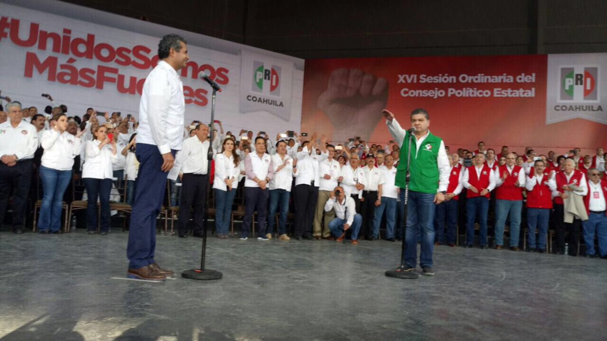 Hoy asumo el alto honor y la más alta responsabilidad conferida por mi partido, ser el candidato del <a href="/PRICoahuila/">PRI COAHUILA</a> a la gubernatura.