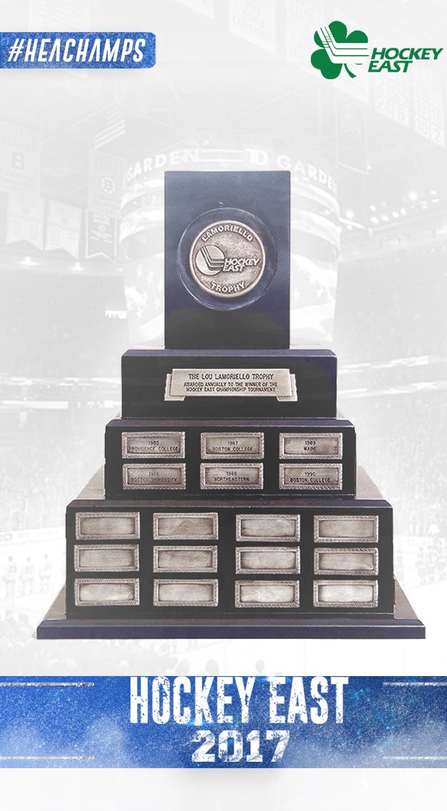 FINAL: <a href="/RiverHawkHockey/">UMass Lowell Hockey</a> defeats @BCHockey 4-3 to become this years Hockey East Champions! #HEAchamps