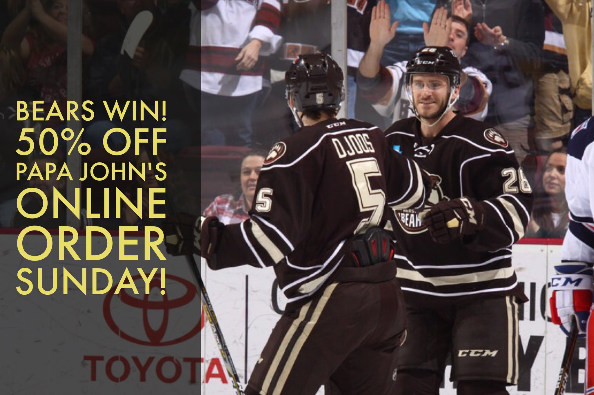 x Hershey Bears on Twitter "🍕Bears score 3 or more & win. 50 off