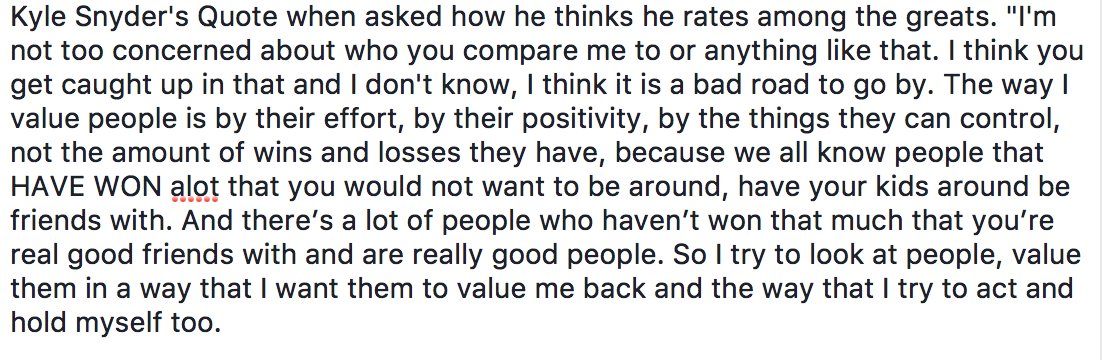ptoc134's tweet image. This is why @Snyder_man45 of @wrestlingbucks is an amazing wrestler and person. Love this quote: