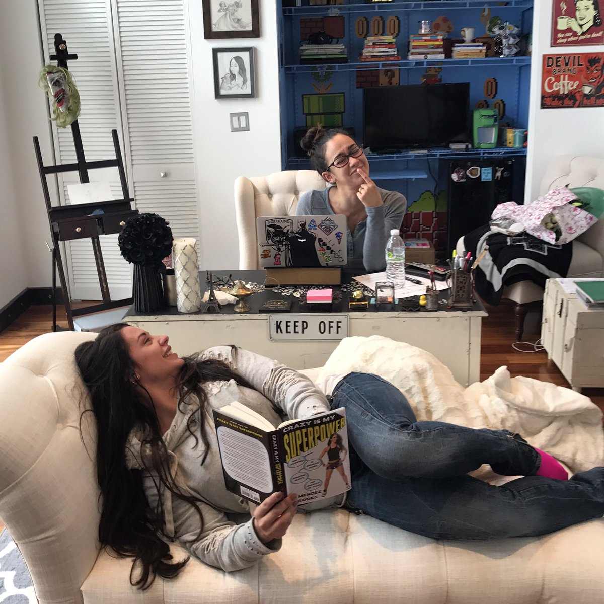 CelesteBonin's tweet photo. Just a normal Saturday... catching up with @AJBrooks and her new book, #CrazyIsMySuperpower https://t.co/9T15EfNT5U