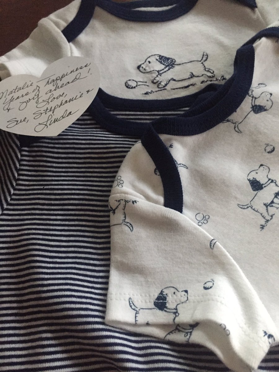 natbeth2015's tweet photo. @Rekabsm @RealStefanieW @LgkaplanG  Thank you for thoughtful gift!Made this emotional mama cry!Can't wait for him to be here to wear them 💚 https://t.co/h85EsWrZ08
