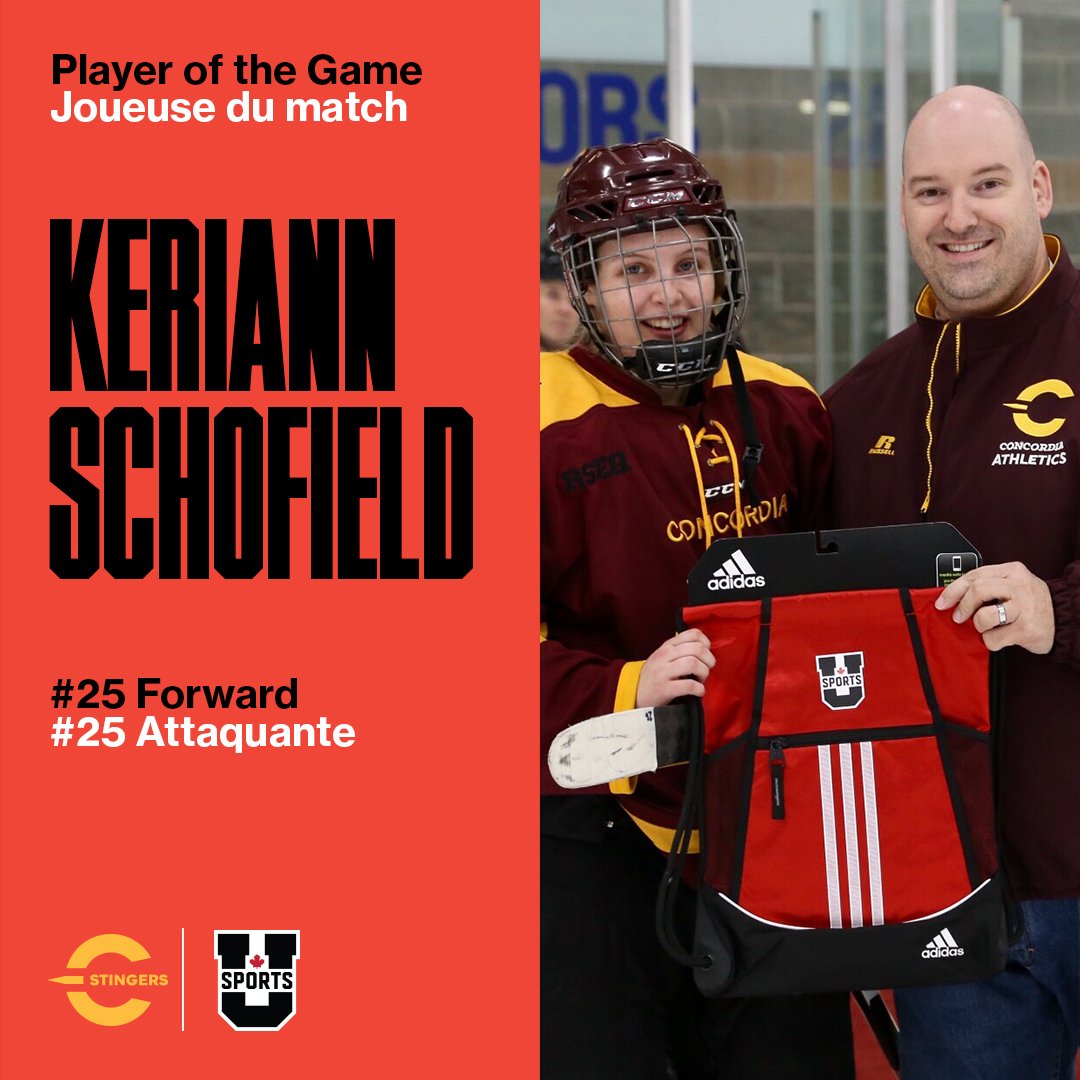 USPORTS_Hockey's tweet photo. WHKY- Congrats to Players of the Game/Joueuse du match for @BearsandPandas Alex Poznikoff and @The_Stingers Keriann Schofield #USPORTSWHKY17 https://t.co/KUGCRWhmnx