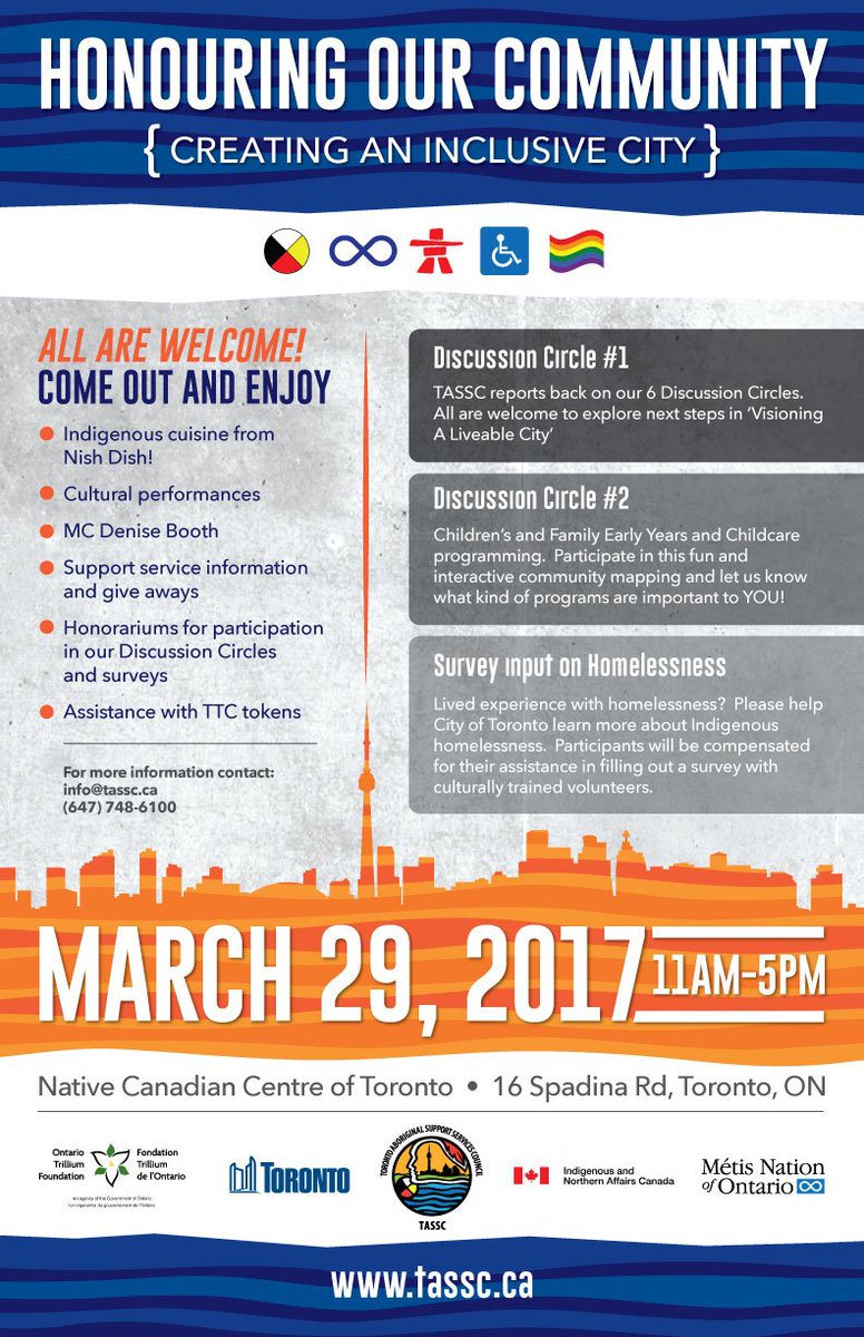 Join TASSC Mar 29th for 'Honouring Our Community' Gathering. Culture, food, prizes and workshops: facebook.com/events/1248440…