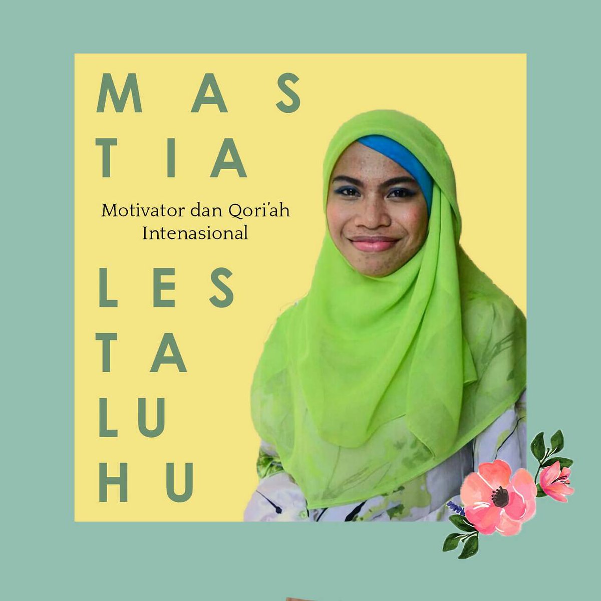 And our first guest star is... 
✨Mastia Lestaluhu✨
Mastia is the 2nd winner of Tilawah Al-qur'an Ihtifal that was held by IPT ASEAN 2011