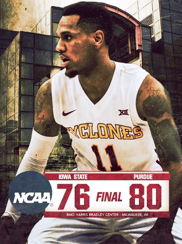 .<a href="/CycloneMBB/">Iowa State Men’s Basketball</a>'s comeback falls just short as Purdue wins, 80-76.

Iowa State's season comes to an end with a 24-11 record.