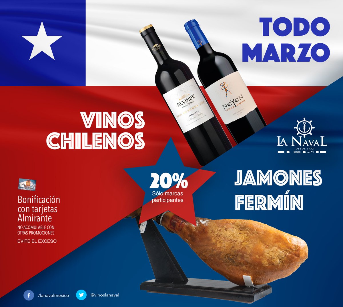 vinoslanaval's tweet photo. Promoción del mes en etiquetas participantes de #Chile y todos los jamones de @FerminIberico https://t.co/CAIrEVNGIh