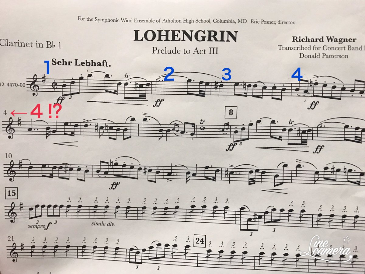 おおみや市民吹奏楽団 Sur Twitter 昨日の合奏ハイライト ４小節目アフタクトからどうぞ せーのっ 皆 何が起こったかと言うと 譜面の小節番号が１つずれてました スコアの小節番号もずれてるそうで 一瞬 ワタワタしてしまい