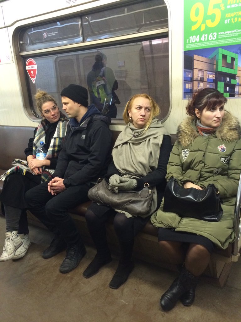 atomdivision's tweet image. On the Moscow subway, impressing the locals. @hollerado #Moscow