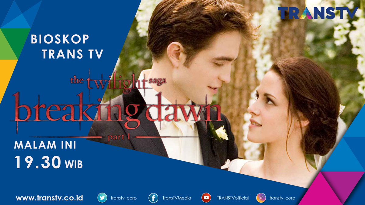 TRANSTV_CORP's tweet image. Pasangan manusia dan vampir bakal menikah? Liat kisahnya dalam film BREAKING DAWN pkl 19.30 WIB!