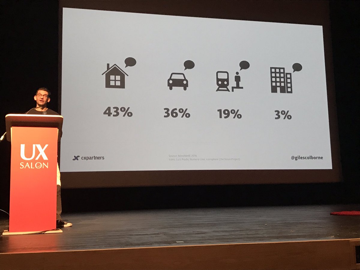 ShuliGilutz's tweet image. .@gilescolborne &quot;People prefer using voice interfaces in private and non stressful environments.&quot; #ux #voiceinterfaces #UXSalon2017