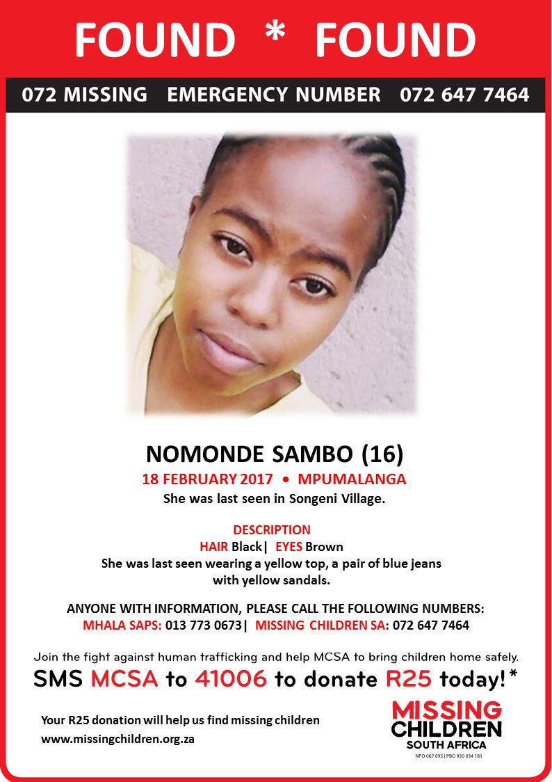 Missing Children SA tweet media