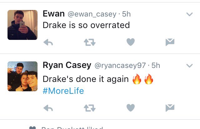 TheRealCase's tweet photo. Looks like I have a family split developing... #drakedebate https://t.co/MeDAzMjN1A