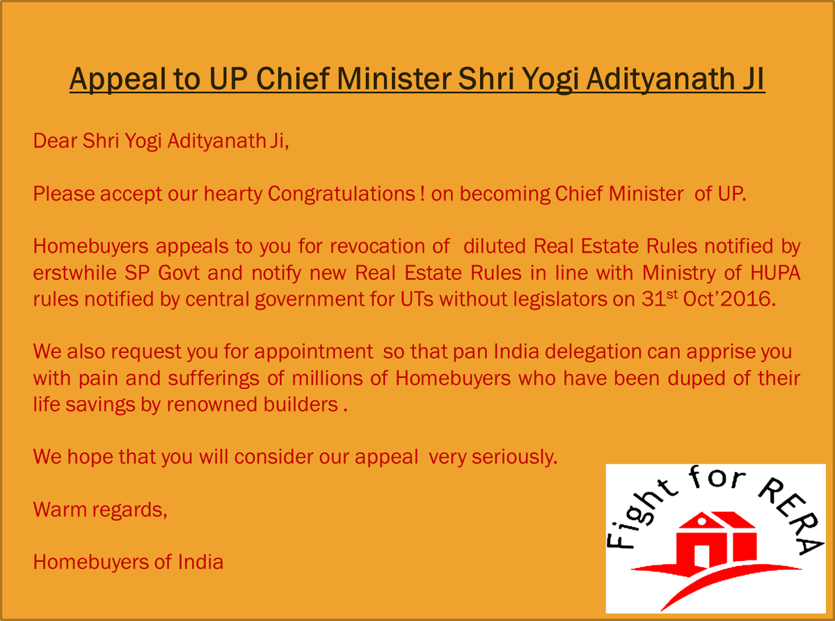 FightForRERAInd's tweet photo. @YogiBJP @narendramodi @PMOIndia @rajnathsingh @MVenkaiahNaidu @Rao_InderjitS #RevokedilutedRERARules https://t.co/MtZVP2OPUI