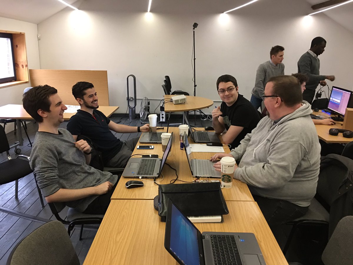 WaterstonsLtd's tweet photo. The Waterstons team is in a good mood today! We have only 4 hours left to complete our project #hackAPS https://t.co/HCcasQj93y