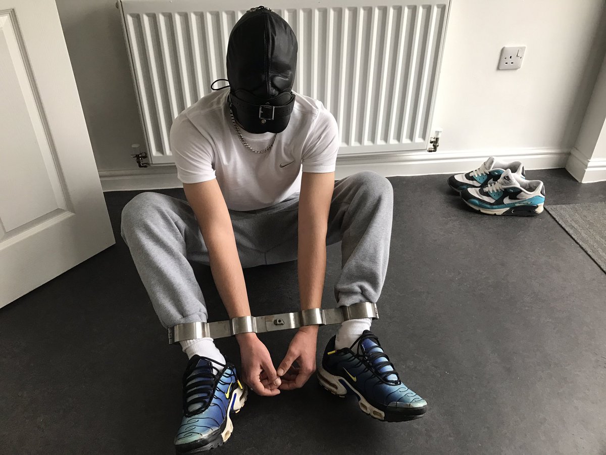 BondageTop's tweet photo. Hooded, gagged and locked up securely, hard as a rock between his legs as well https://t.co/1YGEhWTwWC
