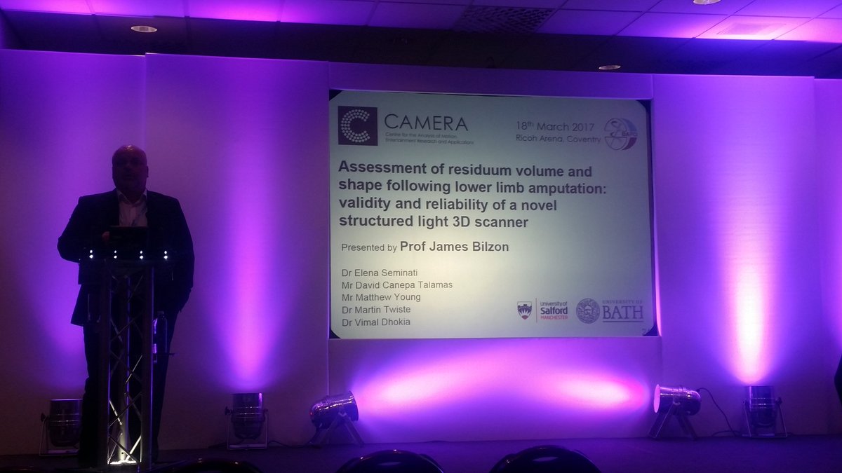 New measurement system for residuum volume assessment in amputees. Nice presentation from Prof James Bilzon (@CAMERA_Bath )! #BAPO2017.