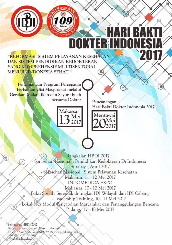 Ayo kita songsong dan geliatkan Hari Bakti Dokter Indonesia 2017. #HBDI2017
