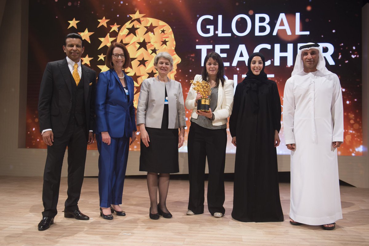 TeacherPrize's tweet image. "We matter. Teachers matter. Thank you so much:" Maggie MacDonnell, 2017 Global #TeacherPrize winner. #TeachersMatter #GESF
