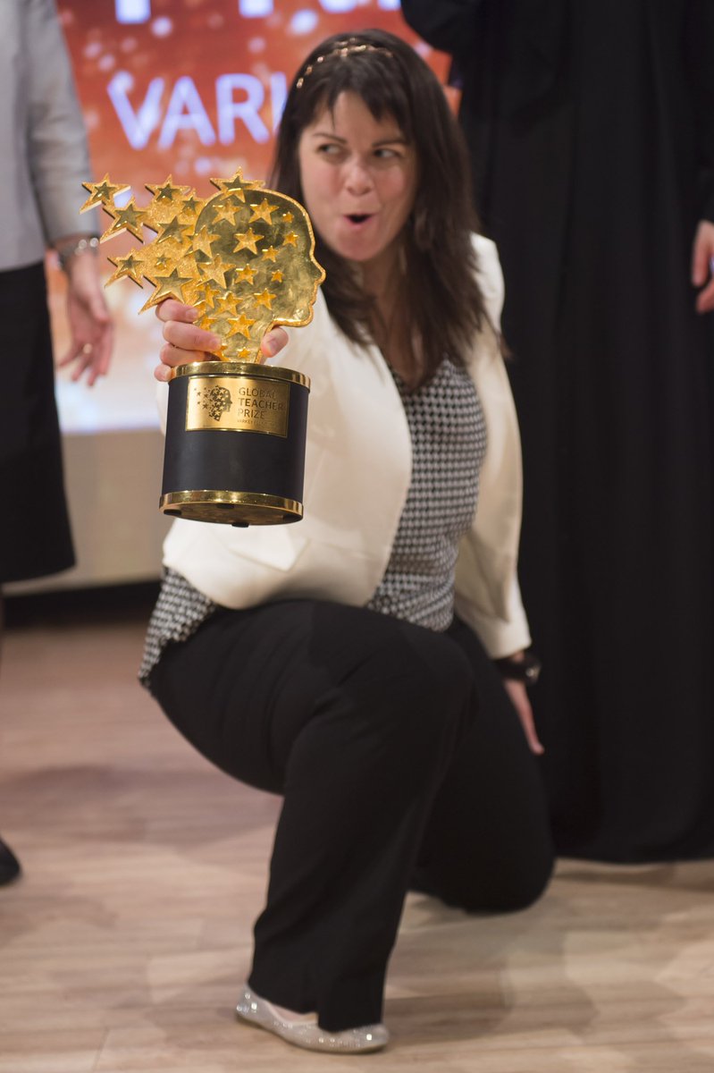 TeacherPrize's tweet image. "We matter. Teachers matter. Thank you so much:" Maggie MacDonnell, 2017 Global #TeacherPrize winner. #TeachersMatter #GESF