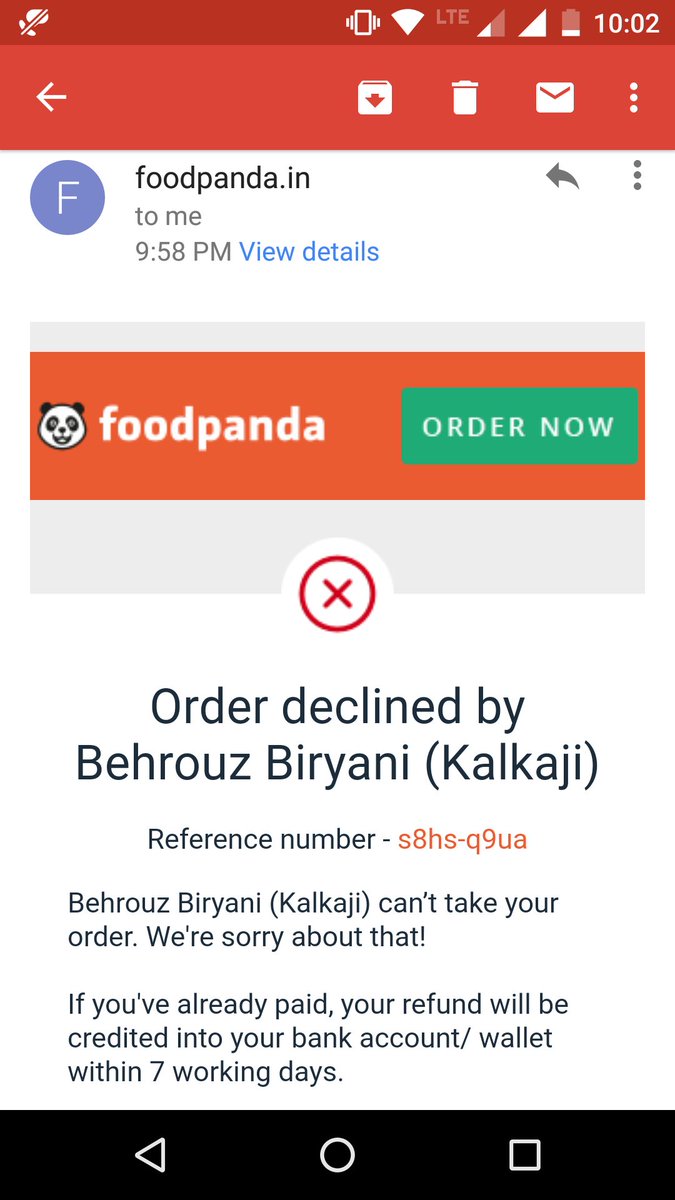 shivamdube's tweet photo. 24 ghante baad yaad aaya ki order cancel ho gaya hai @foodpanda https://t.co/OpDArJdbMO
