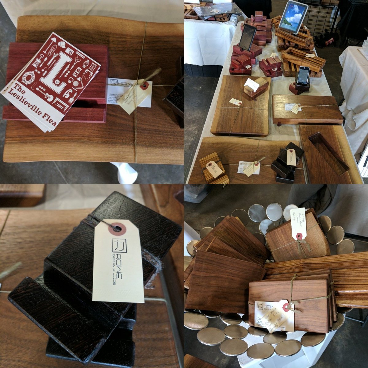 RDSToronto's tweet photo. A few shots of our booth at TODAY's @leslievilleflea ~ We're here until 4 p.m. #rowedesignstudios #woodworking #liveedge #exoticwood https://t.co/xBKrQaS7Wy