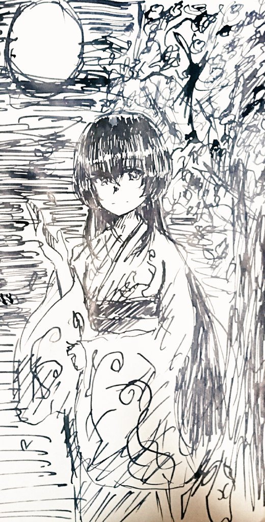羽ペンで落書きん…とても使いづらかったん 