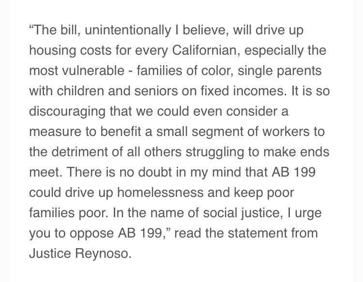 CAREForHousing's tweet image. Tre Honorable Cruz Reynoso, the 1st Latino Justice on the CA Supreme Court, statement on Asm. @KansenChu's #AB199PovertyCreator.