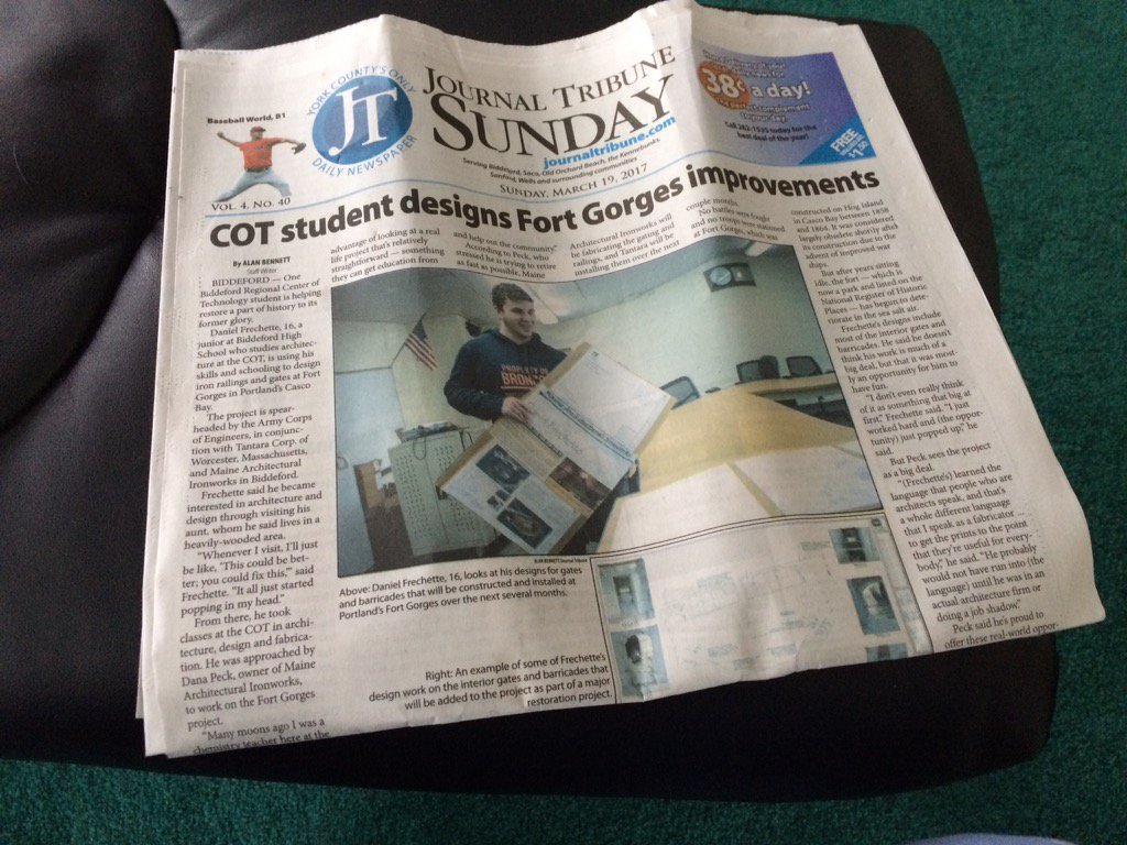 Daniel Frechette recognized for designing improvements at Fort Gorges in Casco Bay.  Learning that works!