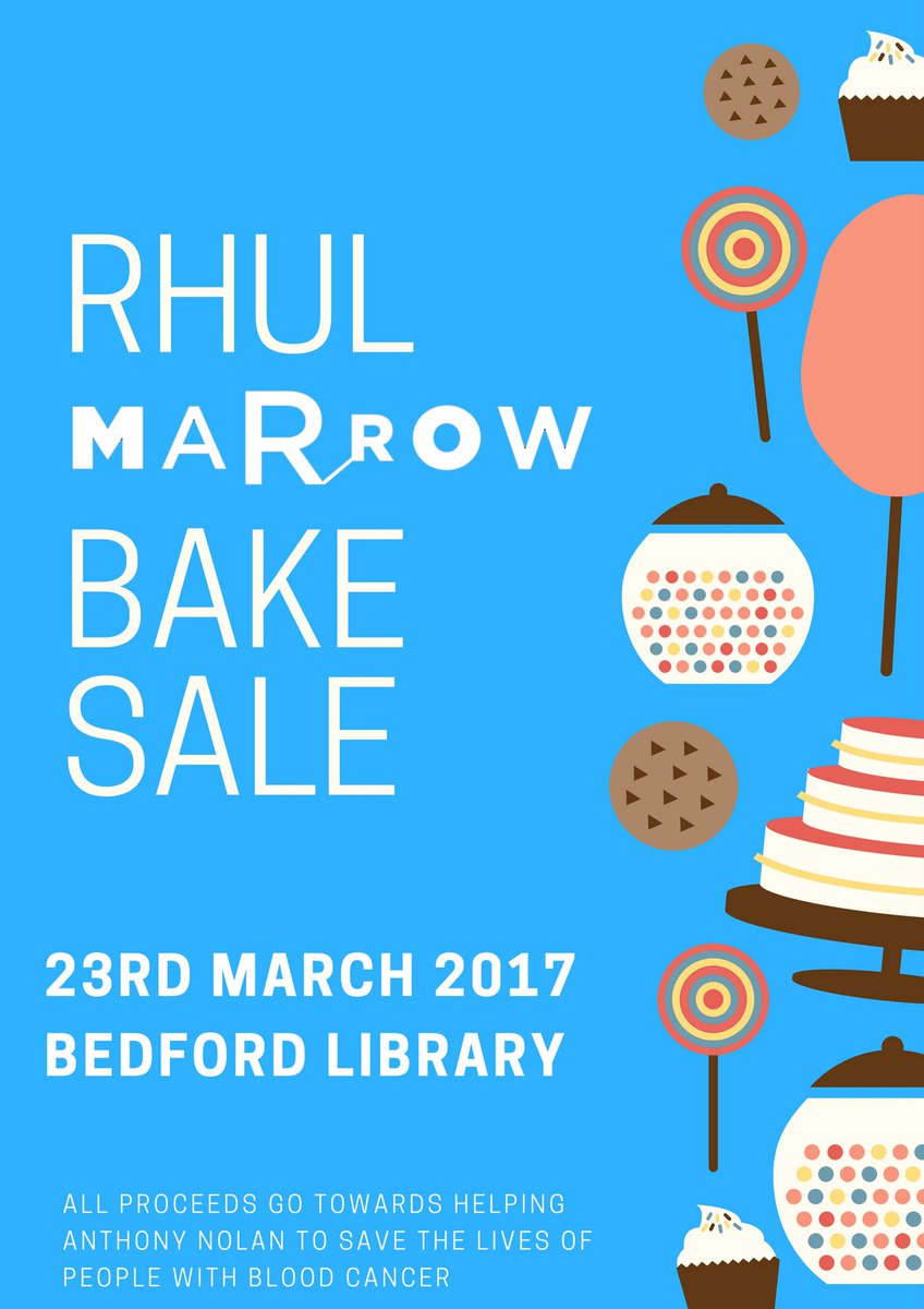 Not long to go now until our bake sale! Bedford Library, Thursday 23rd, 12-3. 🍰🍪🍩 #royalholloway #rhandme #rhulmarrow