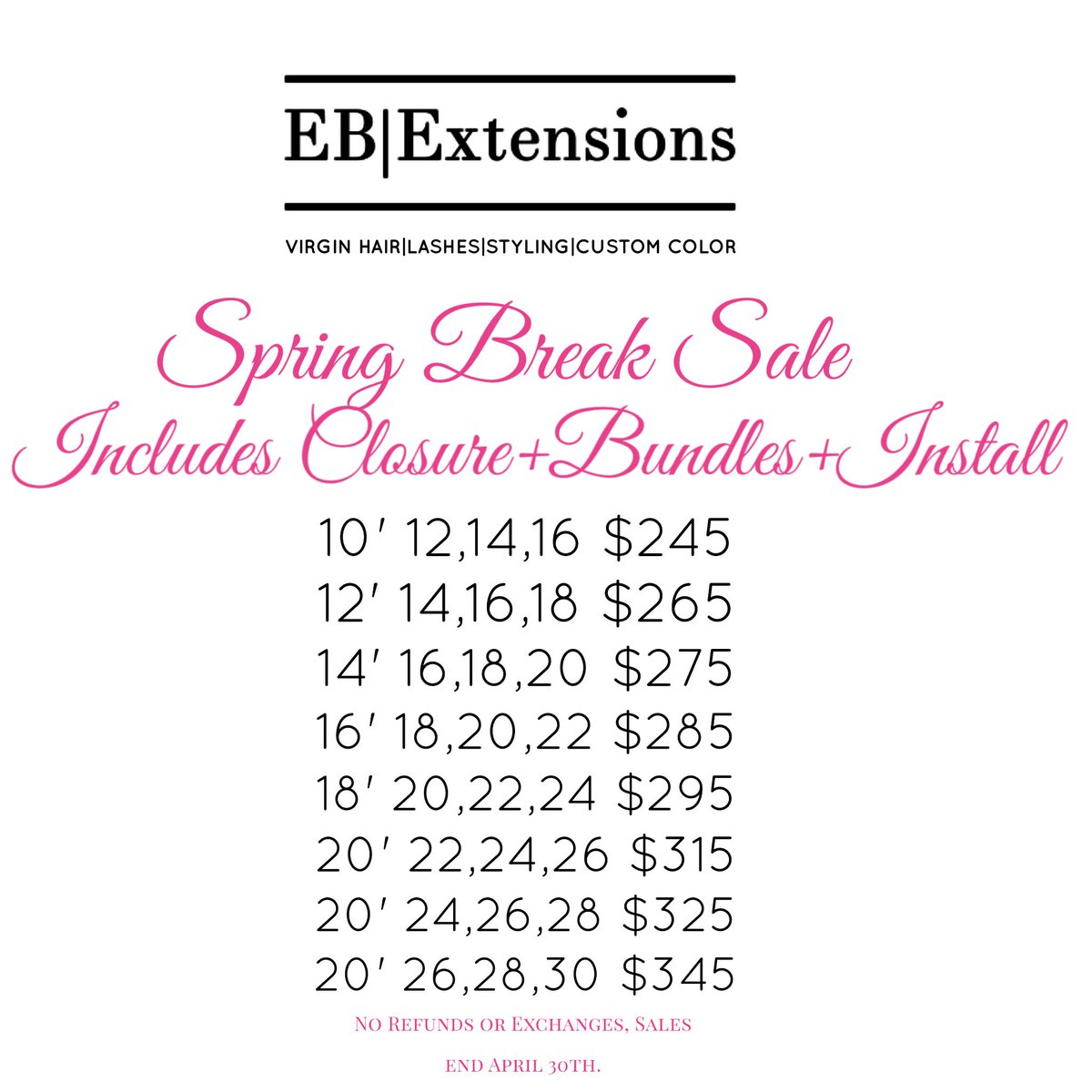 EBExtensions's tweet image. Spring Break Sale ladies don&apos;t miss out!