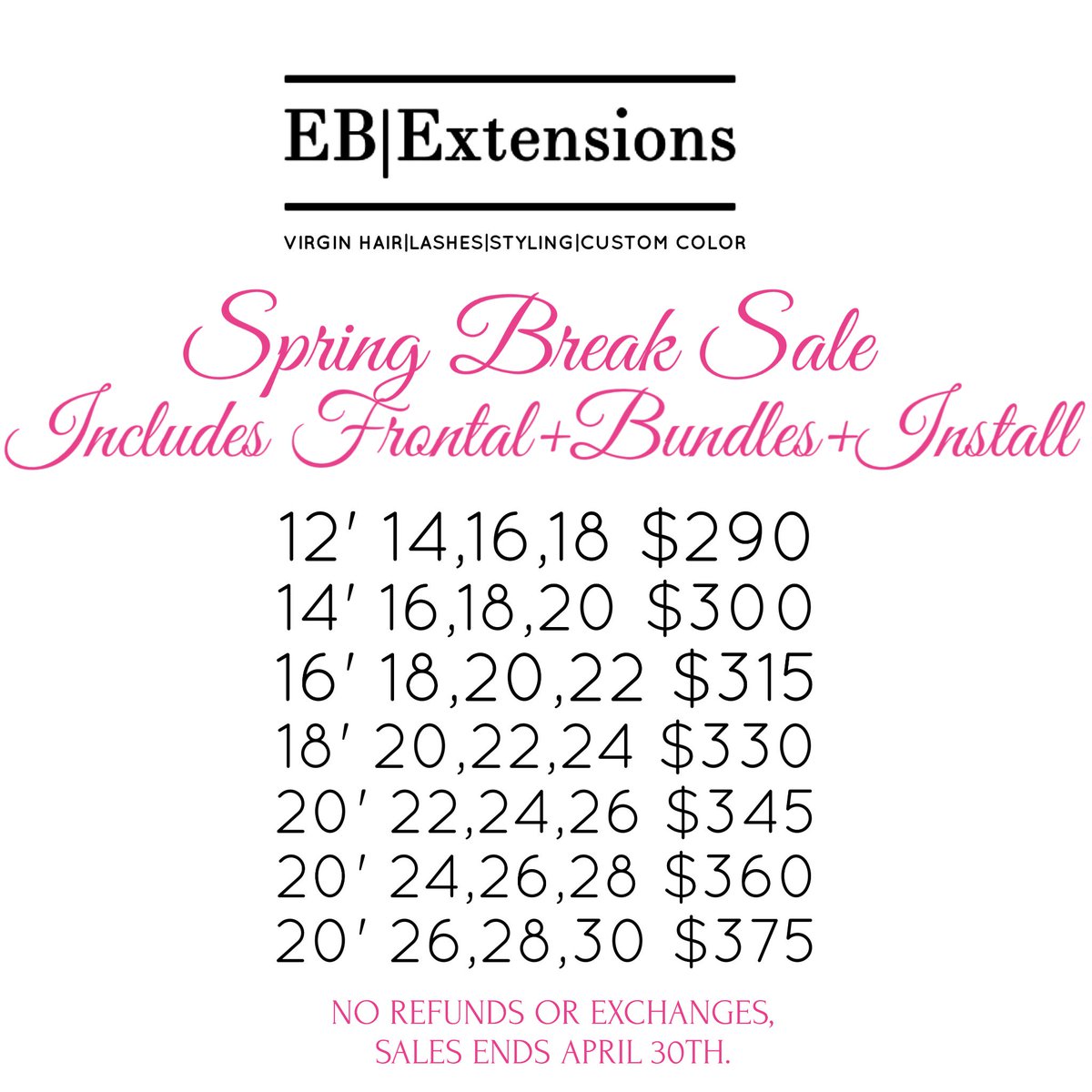 EBExtensions's tweet image. Spring Break Sale ladies don&apos;t miss out!