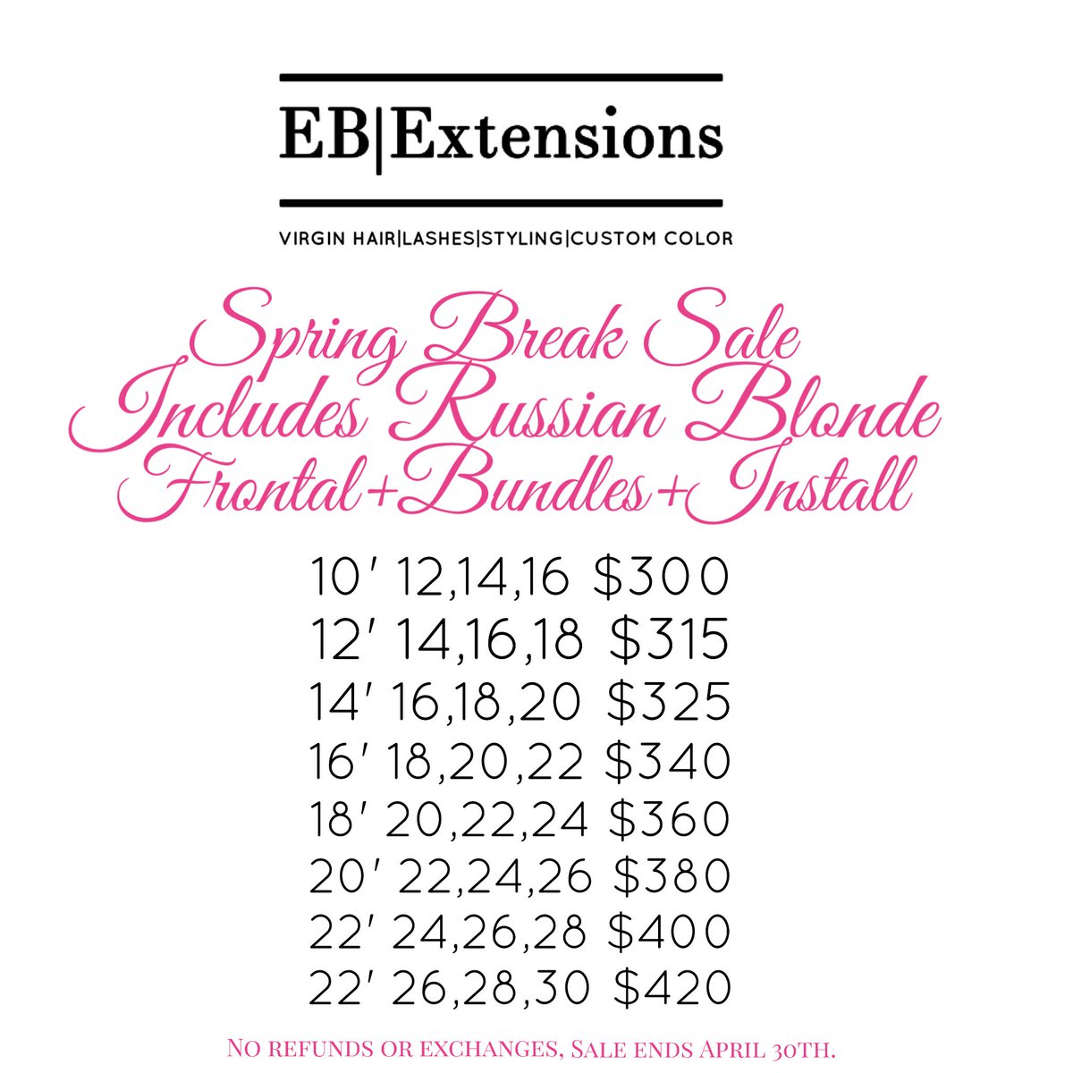 EBExtensions's tweet image. Spring Break Sale ladies don&apos;t miss out!