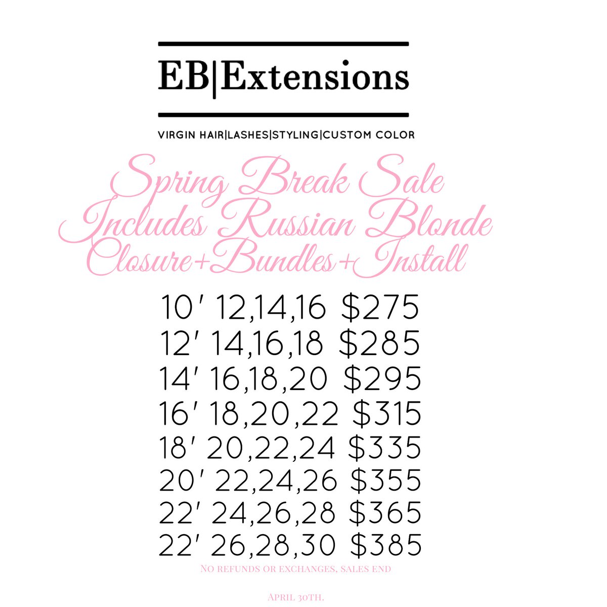 EBExtensions's tweet image. Spring Break Sale ladies don&apos;t miss out!