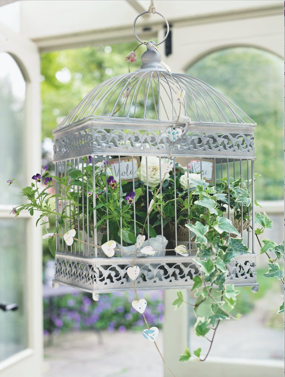 countryhomesmag's tweet photo. Decorate your spring home with beautiful hanging bird cage planters filled with trailing seasonal blooms... #moderncountrymake #countrystyle https://t.co/aoRnViJQuv