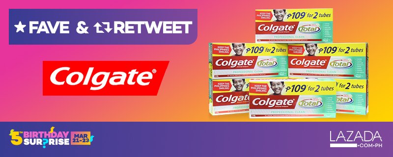 LazadaPH's tweet photo. Get fresh breath for the summer, bes!  FOLLOW us, FAVE, and RT with #ColgatexLazada #LazadaTurns5! 5 WINNERS ng gift packs from @ColgatePH! https://t.co/osSQUx4fiw