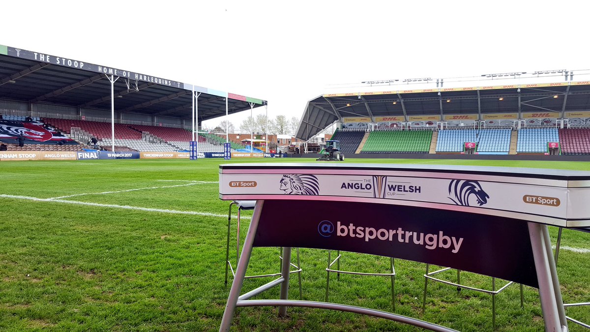 We're at the Stoop with <a href="/sunsetandvine/">Sunset+Vine</a> for the #AngloWelshCup final <a href="/ExeterChiefs/">Exeter Chiefs</a> v <a href="/LeicesterTigers/">Leicester Tigers</a>! Watch #EXEvLEI 14.15 <a href="/btsport/">TNT Sports</a> 4K UHD