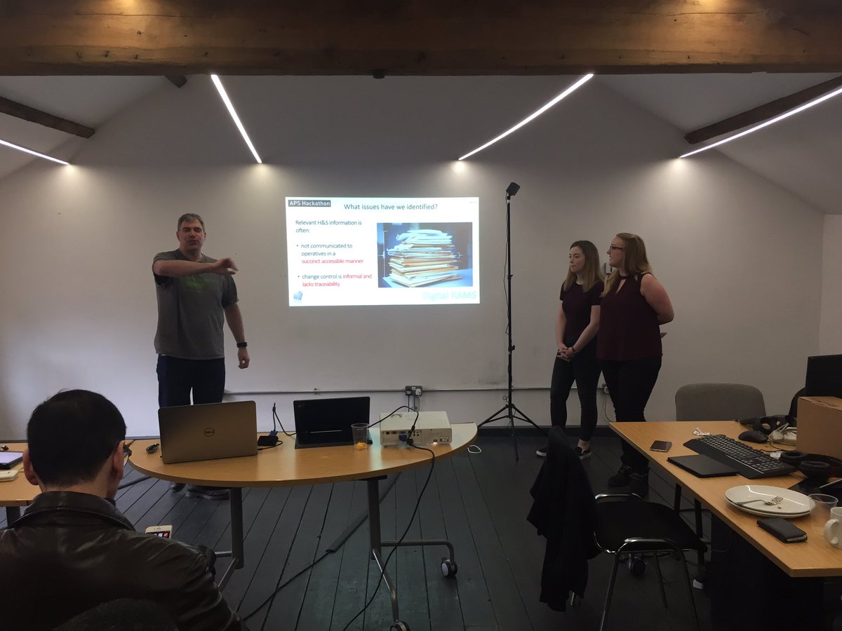 bobbychaks's tweet photo. Team digital rams is next @apstalk @Hack_Construct #apshack hackathon with "putting safety information in your pocket ". https://t.co/LVE4Rizwnx
