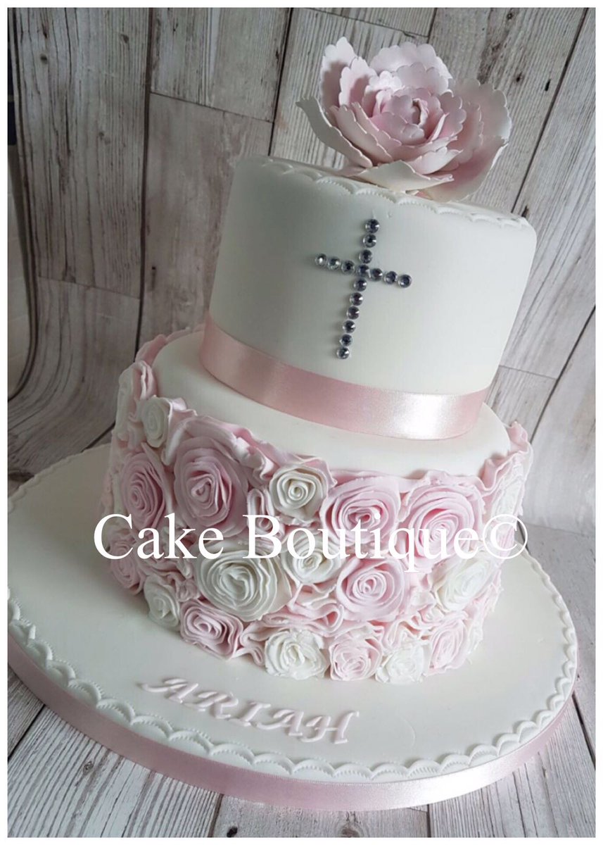 CakeBoutiqueMcr's tweet photo. Rose swirls and Peony girls christening Cake #christening #cake https://t.co/Au67oQQ15a